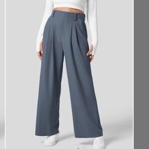 Halara High Waisted Plicated Side Pocket Wide Leg Waffle Work Pants